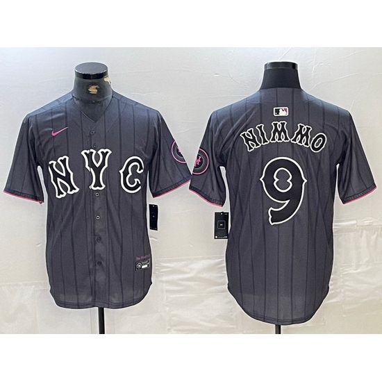 Men New York Mets 9 Brandon Nimmo Graphite 2024 City Connect Limited Stitched Baseball Jersey 1 Men New York Mets 9 Brandon Nimmo Graphite 2024 City Connect Limited Stitched Baseball Jersey 1