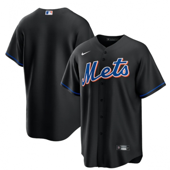 Men New York Mets Blank 2022 Black Cool Base Stitched Baseball Jersey Men New York Mets Blank 2022 Black Cool Base Stitched Baseball Jersey