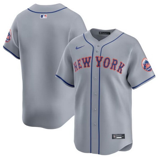 Men New York Mets Blank Grey 2024 Away Limited Stitched Baseball Jersey Men New York Mets Blank Grey 2024 Away Limited Stitched Baseball Jersey