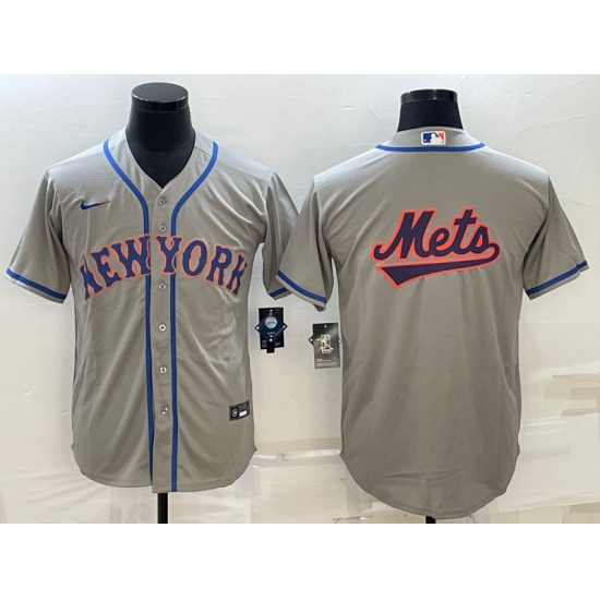 Men New York Mets Gray Team Big Logo Cool Base Stitched Baseball Jersey Men New York Mets Gray Team Big Logo Cool Base Stitched Baseball Jersey
