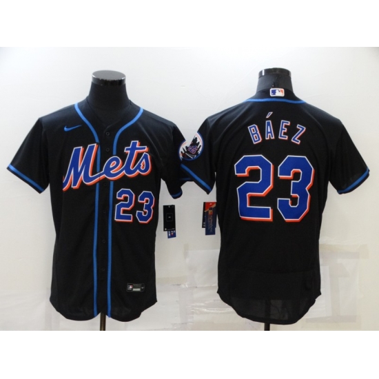 Men New York Mets Javier Baez 23 Nike Black Blue Alternate MLB Jersey Men New York Mets Javier Baez 23 Nike Black Blue Alternate MLB Jersey