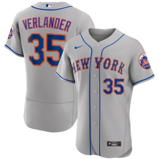 Men New York Mets Justin Verlander #35 Gray Cool Base Stitched MLB jersey Men New York Mets Justin Verlander #35 Gray Cool Base Stitched MLB jersey