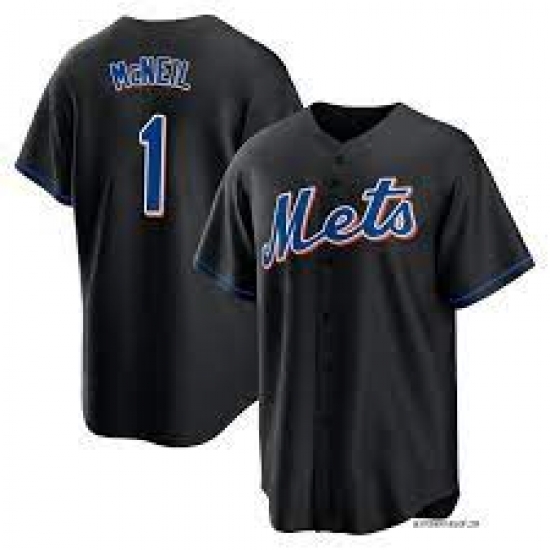 Men Nike New York Mets #1 Jeff McNeil Black Alternate Stitched Baseball Jersey Men Nike New York Mets #1 Jeff McNeil Black Alternate Stitched Baseball Jersey