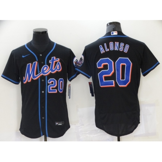 Men Nike New York Mets 20 Pete Alonso Black Elite Jersey Men Nike New York Mets 20 Pete Alonso Black Elite Jersey