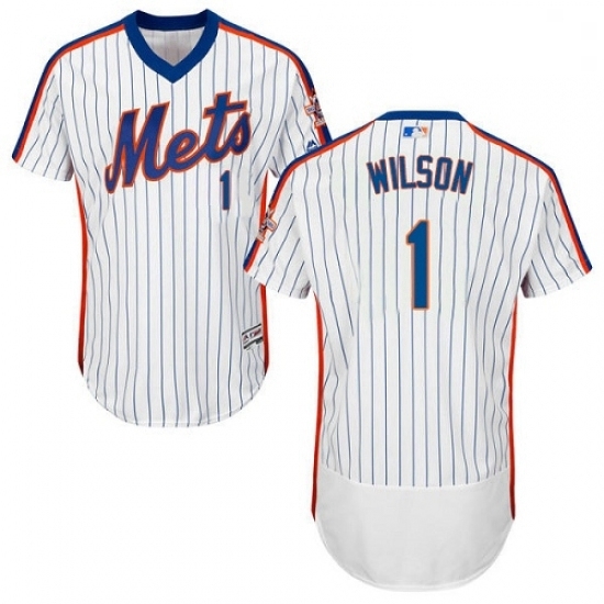 Mens Majestic New York Mets 1 Mookie Wilson White Alternate Flex Base Authentic Collection MLB Jersey Mens Majestic New York Mets 1 Mookie Wilson White Alternate Flex Base Authentic Collection MLB Jersey