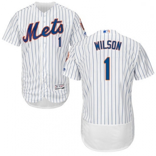 Mens Majestic New York Mets 1 Mookie Wilson White Home Flex Base Authentic Collection MLB Jersey Mens Majestic New York Mets 1 Mookie Wilson White Home Flex Base Authentic Collection MLB Jersey
