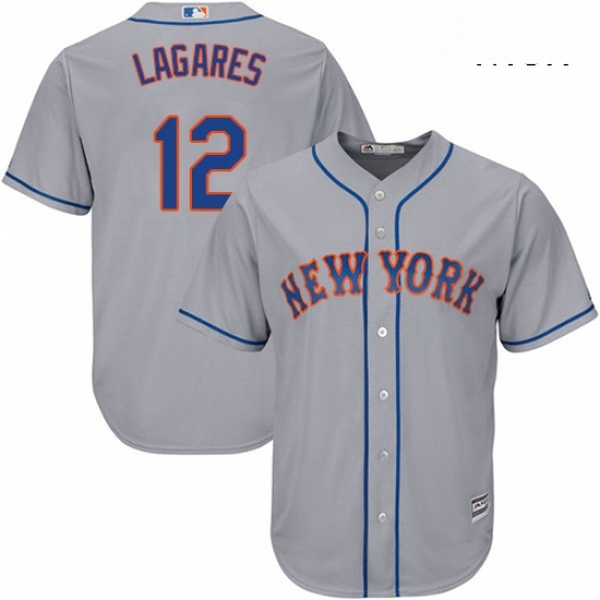 Mens Majestic New York Mets 12 Juan Lagares Replica Grey Road Cool Base MLB Jersey Mens Majestic New York Mets 12 Juan Lagares Replica Grey Road Cool Base MLB Jersey