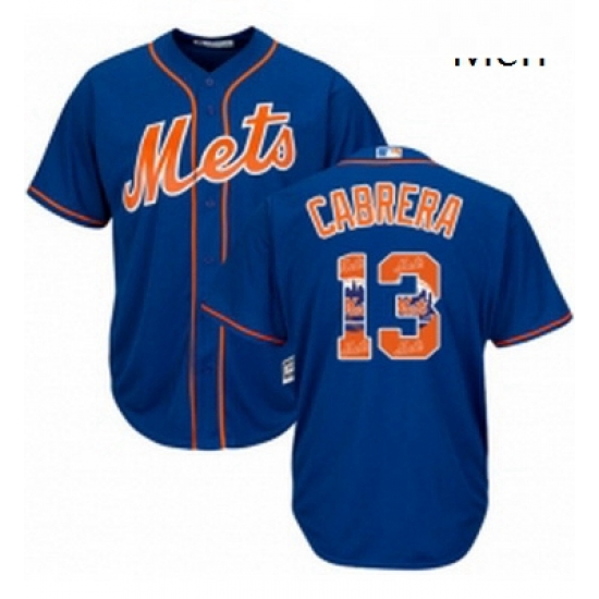 Mens Majestic New York Mets 13 Asdrubal Cabrera Authentic Royal Blue Team Logo Fashion Cool Base MLB Jersey Mens Majestic New York Mets 13 Asdrubal Cabrera Authentic Royal Blue Team Logo Fashion Cool Base MLB Jersey