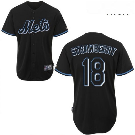 Mens Majestic New York Mets 18 Darryl Strawberry Replica Black Fashion MLB Jersey Mens Majestic New York Mets 18 Darryl Strawberry Replica Black Fashion MLB Jersey