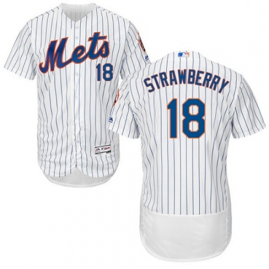 Mens Majestic New York Mets 18 Darryl Strawberry White Home Flex Base Authentic Collection MLB Jersey Mens Majestic New York Mets 18 Darryl Strawberry White Home Flex Base Authentic Collection MLB Jersey