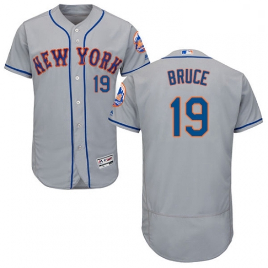 Mens Majestic New York Mets 19 Jay Bruce Grey Road Flex Base Authentic Collection MLB Jersey Mens Majestic New York Mets 19 Jay Bruce Grey Road Flex Base Authentic Collection MLB Jersey