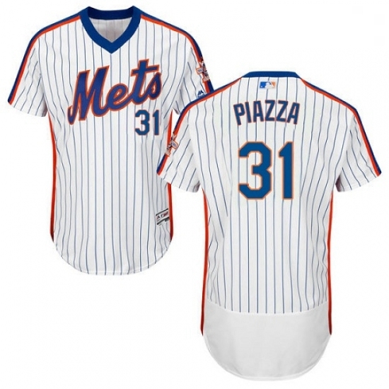 Mens Majestic New York Mets 31 Mike Piazza White Alternate Flex Base Authentic Collection MLB Jersey Mens Majestic New York Mets 31 Mike Piazza White Alternate Flex Base Authentic Collection MLB Jersey