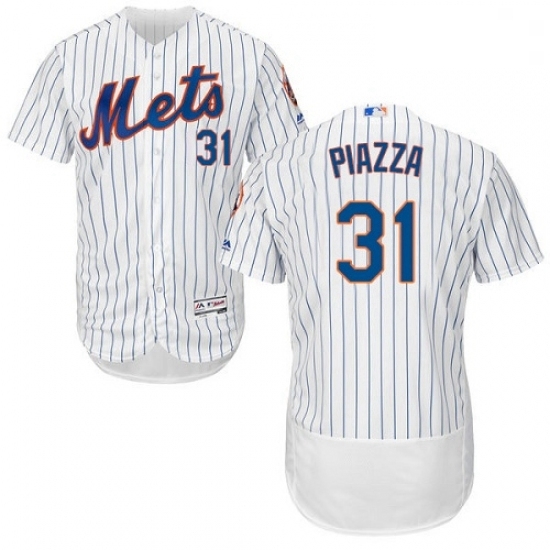 Mens Majestic New York Mets 31 Mike Piazza White Home Flex Base Authentic Collection MLB Jersey Mens Majestic New York Mets 31 Mike Piazza White Home Flex Base Authentic Collection MLB Jersey