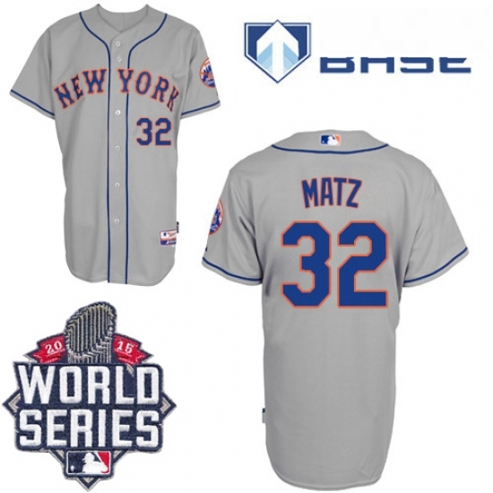 Mens Majestic New York Mets 32 Steven Matz Authentic Grey Road Cool Base 2015 World Series MLB Jersey Mens Majestic New York Mets 32 Steven Matz Authentic Grey Road Cool Base 2015 World Series MLB Jersey