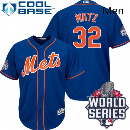 Mens Majestic New York Mets 32 Steven Matz Authentic Royal Blue Alternate Home Cool Base 2015 World Series MLB Jersey Mens Majestic New York Mets 32 Steven Matz Authentic Royal Blue Alternate Home Cool Base 2015 World Series MLB Jersey