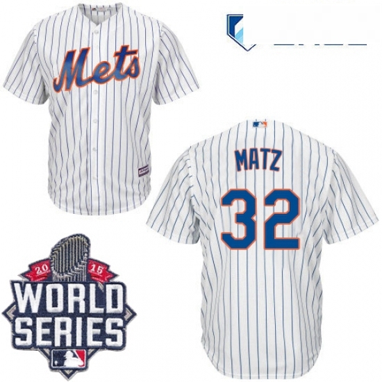 Mens Majestic New York Mets 32 Steven Matz Replica White Home Cool Base 2015 World Series MLB Jersey Mens Majestic New York Mets 32 Steven Matz Replica White Home Cool Base 2015 World Series MLB Jersey