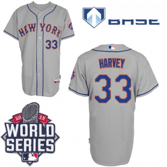 Mens Majestic New York Mets 33 Matt Harvey Authentic Grey Road Cool Base 2015 World Series MLB Jersey Mens Majestic New York Mets 33 Matt Harvey Authentic Grey Road Cool Base 2015 World Series MLB Jersey