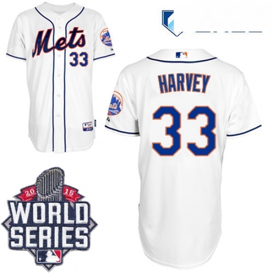 Mens Majestic New York Mets 33 Matt Harvey Authentic White Alternate Cool Base 2015 World Series MLB Jersey Mens Majestic New York Mets 33 Matt Harvey Authentic White Alternate Cool Base 2015 World Series MLB Jersey