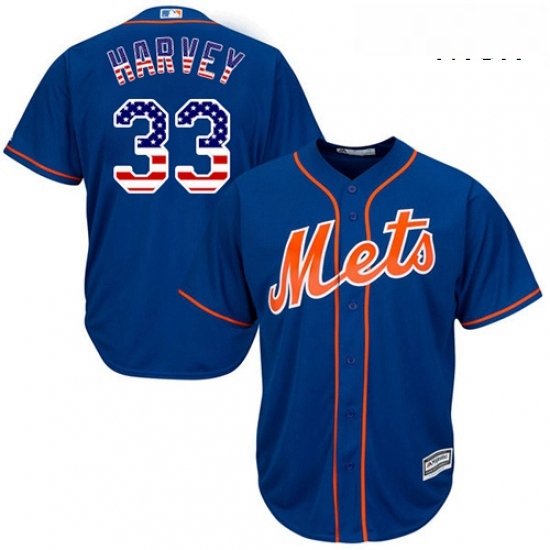 Mens Majestic New York Mets 33 Matt Harvey Replica Royal Blue USA Flag Fashion MLB Jersey Mens Majestic New York Mets 33 Matt Harvey Replica Royal Blue USA Flag Fashion MLB Jersey