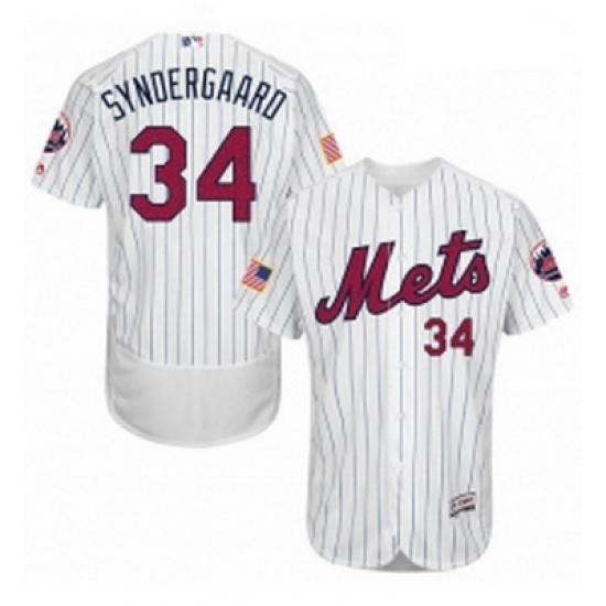 Mens Majestic New York Mets 34 Noah Syndergaard White Fashion Stars Stripes Flex Base MLB Jersey Mens Majestic New York Mets 34 Noah Syndergaard White Fashion Stars Stripes Flex Base MLB Jersey