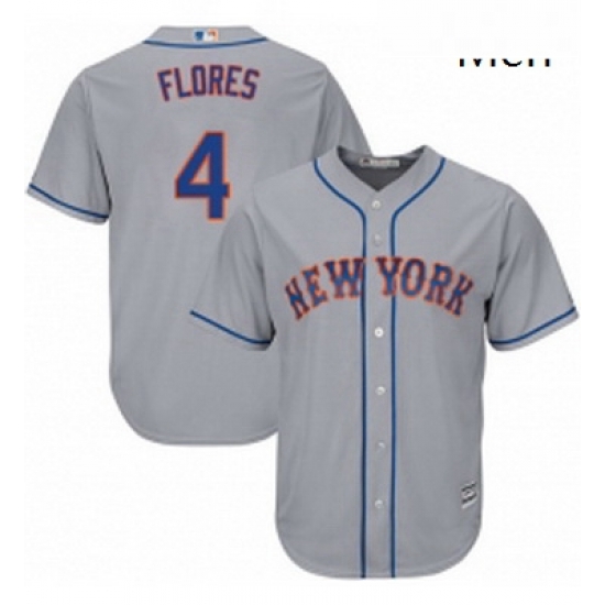 Mens Majestic New York Mets 4 Wilmer Flores Replica Grey Road Cool Base MLB Jersey Mens Majestic New York Mets 4 Wilmer Flores Replica Grey Road Cool Base MLB Jersey