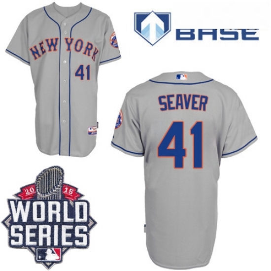 Mens Majestic New York Mets 41 Tom Seaver Authentic Grey Road Cool Base 2015 World Series MLB Jersey Mens Majestic New York Mets 41 Tom Seaver Authentic Grey Road Cool Base 2015 World Series MLB Jersey
