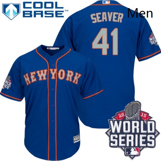 Mens Majestic New York Mets 41 Tom Seaver Authentic Royal Blue Alternate Road Cool Base 2015 World Series MLB Jersey Mens Majestic New York Mets 41 Tom Seaver Authentic Royal Blue Alternate Road Cool Base 2015 World Series MLB Jersey
