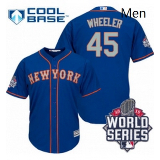 Mens Majestic New York Mets 45 Zack Wheeler Authentic Royal Blue Alternate Road Cool Base 2015 World Series MLB Jersey Mens Majestic New York Mets 45 Zack Wheeler Authentic Royal Blue Alternate Road Cool Base 2015 World Series MLB Jersey