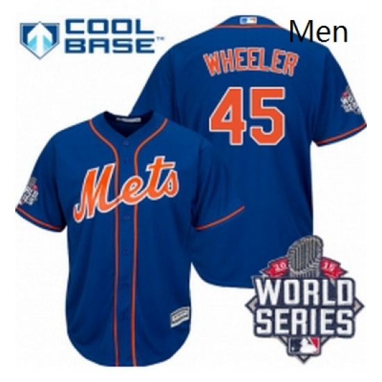 Mens Majestic New York Mets 45 Zack Wheeler Replica Royal Blue Alternate Home Cool Base 2015 World Series MLB Jersey Mens Majestic New York Mets 45 Zack Wheeler Replica Royal Blue Alternate Home Cool Base 2015 World Series MLB Jersey