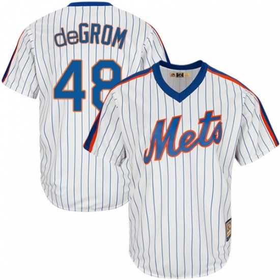 Mens Majestic New York Mets 48 Jacob DeGrom Replica White Cooperstown MLB Jersey Mens Majestic New York Mets 48 Jacob DeGrom Replica White Cooperstown MLB Jersey