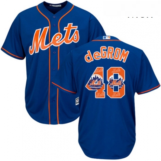 Mens Majestic New York Mets 48 Jacob deGrom Authentic Royal Blue Team Logo Fashion Cool Base MLB Jersey Mens Majestic New York Mets 48 Jacob deGrom Authentic Royal Blue Team Logo Fashion Cool Base MLB Jersey