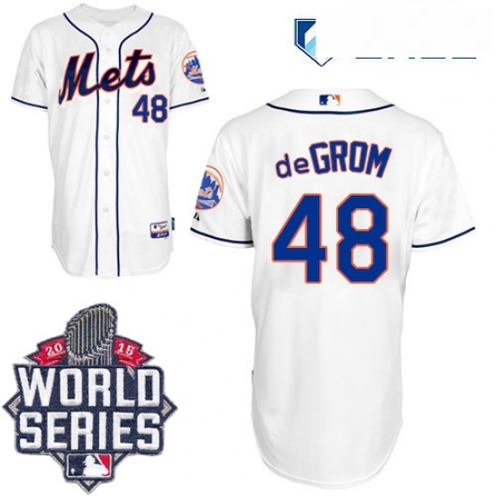 Mens Majestic New York Mets 48 Jacob deGrom Replica White Alternate Cool Base 2015 World Series MLB Jersey Mens Majestic New York Mets 48 Jacob deGrom Replica White Alternate Cool Base 2015 World Series MLB Jersey