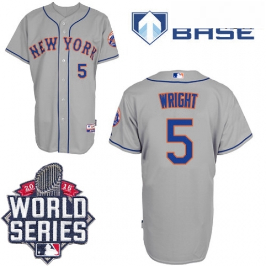 Mens Majestic New York Mets 5 David Wright Authentic Grey Road Cool Base 2015 World Series MLB Jersey Mens Majestic New York Mets 5 David Wright Authentic Grey Road Cool Base 2015 World Series MLB Jersey