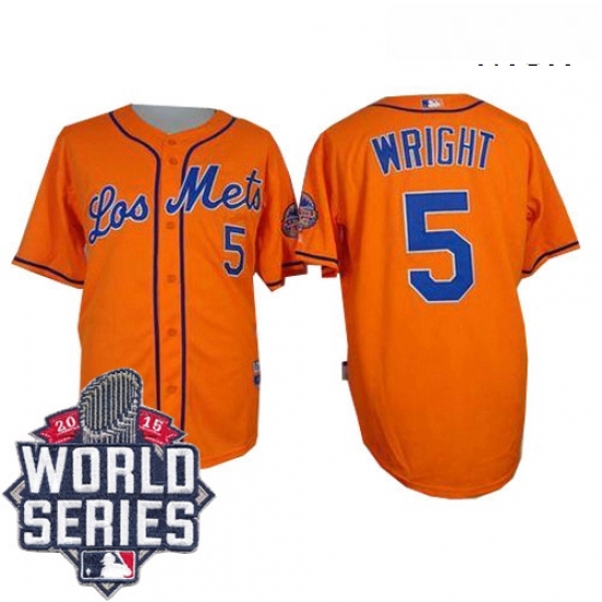 Mens Majestic New York Mets 5 David Wright Authentic Orange Los Mets Cool Base 2015 World Series MLB Jersey Mens Majestic New York Mets 5 David Wright Authentic Orange Los Mets Cool Base 2015 World Series MLB Jersey