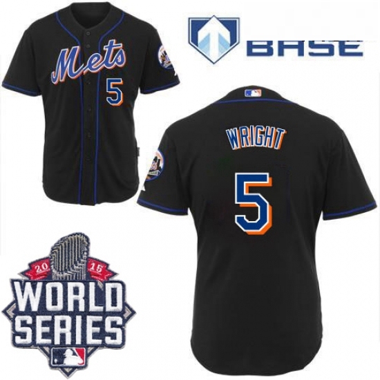 Mens Majestic New York Mets 5 David Wright Replica Black Cool Base 2015 World Series MLB Jersey Mens Majestic New York Mets 5 David Wright Replica Black Cool Base 2015 World Series MLB Jersey