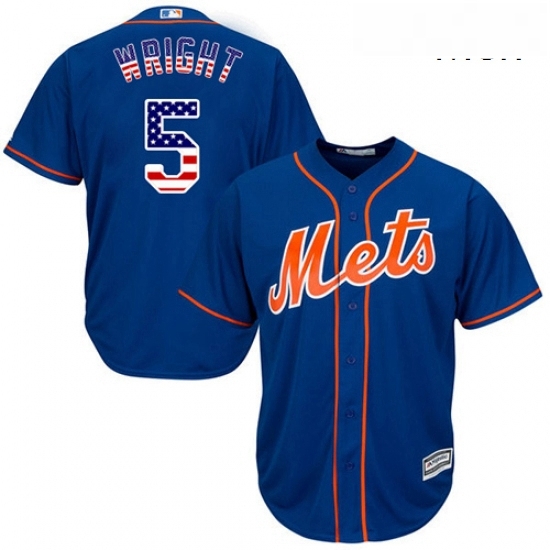 Mens Majestic New York Mets 5 David Wright Replica Royal Blue USA Flag Fashion MLB Jersey Mens Majestic New York Mets 5 David Wright Replica Royal Blue USA Flag Fashion MLB Jersey
