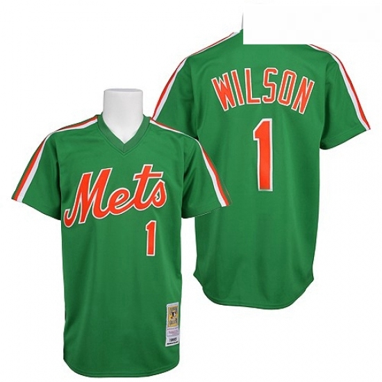 Mens Mitchell and Ness New York Mets 1 Mookie Wilson Authentic Green Throwback MLB Jersey Mens Mitchell and Ness New York Mets 1 Mookie Wilson Authentic Green Throwback MLB Jersey