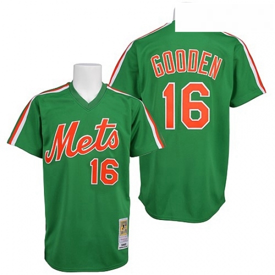 Mens Mitchell and Ness New York Mets 16 Dwight Gooden Replica Green Throwback MLB Jersey Mens Mitchell and Ness New York Mets 16 Dwight Gooden Replica Green Throwback MLB Jersey