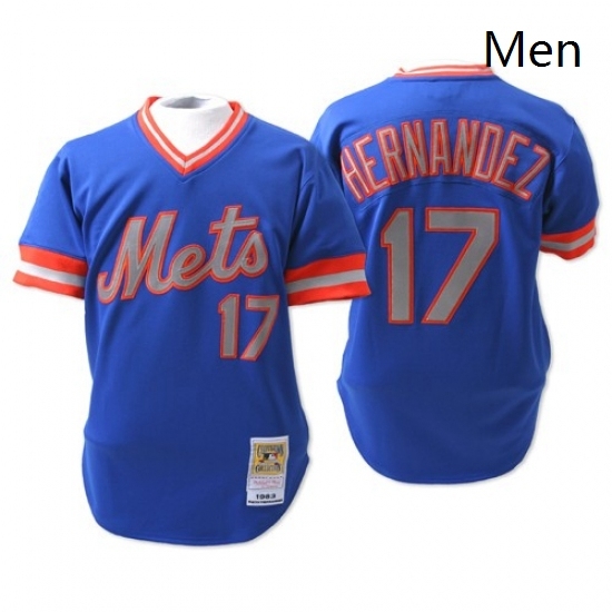 Mens Mitchell and Ness New York Mets 17 Keith Hernandez Authentic Blue Throwback MLB Jersey Mens Mitchell and Ness New York Mets 17 Keith Hernandez Authentic Blue Throwback MLB Jersey