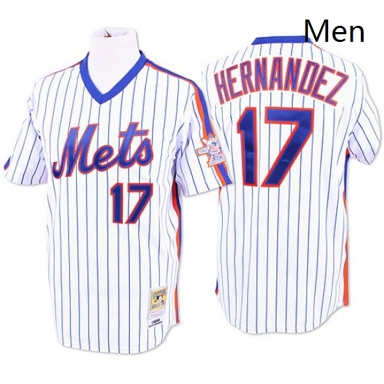 Mens Mitchell and Ness New York Mets 17 Keith Hernandez Authentic WhiteBlue Strip Throwback MLB Jersey Mens Mitchell and Ness New York Mets 17 Keith Hernandez Authentic WhiteBlue Strip Throwback MLB Jersey