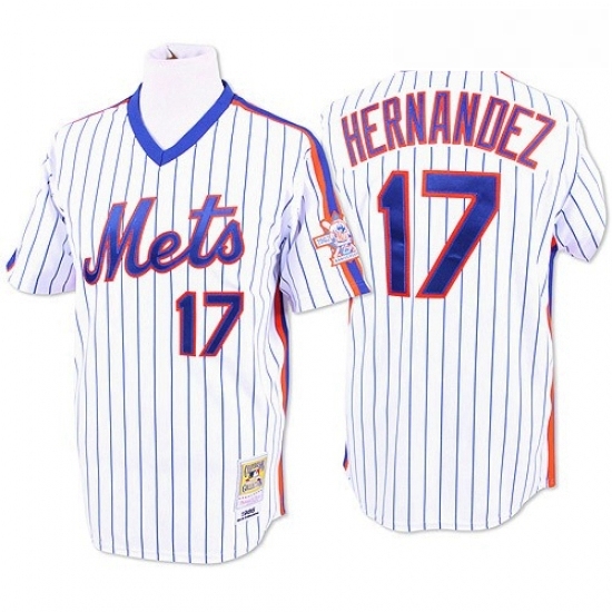 Mens Mitchell and Ness New York Mets 17 Keith Hernandez Replica WhiteBlue Strip Throwback MLB Jersey Mens Mitchell and Ness New York Mets 17 Keith Hernandez Replica WhiteBlue Strip Throwback MLB Jersey