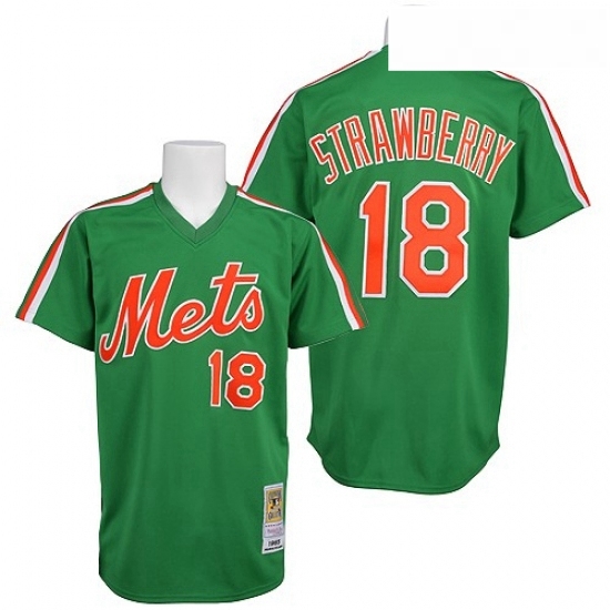 Mens Mitchell and Ness New York Mets 18 Darryl Strawberry Authentic Green Throwback MLB Jersey Mens Mitchell and Ness New York Mets 18 Darryl Strawberry Authentic Green Throwback MLB Jersey
