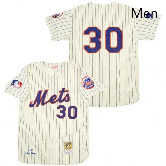 Mens Mitchell and Ness New York Mets 30 Nolan Ryan Replica WhiteBlue Strip Throwback MLB Jersey Mens Mitchell and Ness New York Mets 30 Nolan Ryan Replica WhiteBlue Strip Throwback MLB Jersey