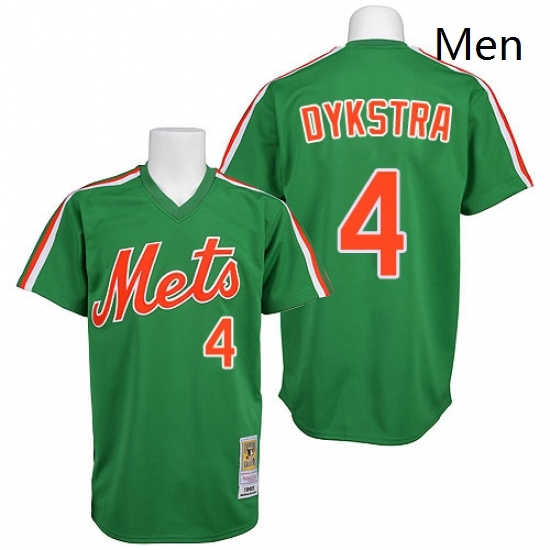 Mens Mitchell and Ness New York Mets 4 Lenny Dykstra Authentic Green 1985 Throwback MLB Jersey Mens Mitchell and Ness New York Mets 4 Lenny Dykstra Authentic Green 1985 Throwback MLB Jersey