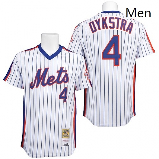 Mens Mitchell and Ness New York Mets 4 Lenny Dykstra Authentic WhiteBlue Strip Throwback MLB Jersey Mens Mitchell and Ness New York Mets 4 Lenny Dykstra Authentic WhiteBlue Strip Throwback MLB Jersey