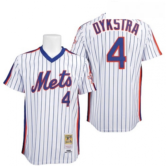 Mens Mitchell and Ness New York Mets 4 Lenny Dykstra Replica WhiteBlue Strip Throwback MLB Jersey Mens Mitchell and Ness New York Mets 4 Lenny Dykstra Replica WhiteBlue Strip Throwback MLB Jersey