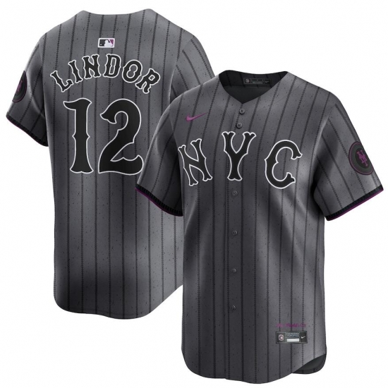 Men's New York Mets #12 Francisco Lindor 2024 Fashion Stitched Baseball Jersey Men's New York Mets #12 Francisco Lindor 2024 Fashion Stitched Baseball Jersey