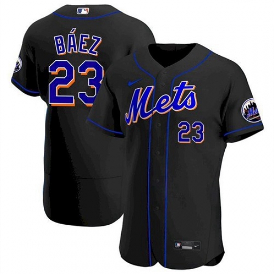 Men's New York Mets #23 Javier Baez Black Anthentic Nike Jersey Men's New York Mets #23 Javier Baez Black Anthentic Nike Jersey