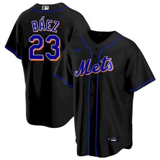 Men's New York Mets #23 Javier Baez Black Replica Nike Jersey Men's New York Mets #23 Javier Baez Black Replica Nike Jersey