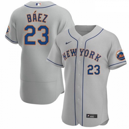 Men's New York Mets #23 Javier Baez Gray Anthentic Nike Jersey Men's New York Mets #23 Javier Baez Gray Anthentic Nike Jersey